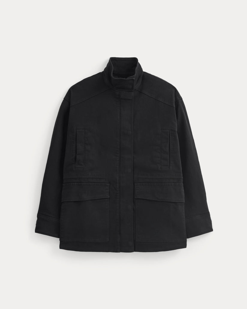 Black Utility Field Jacket — Women's Oversized Cotton Outerwear (3)